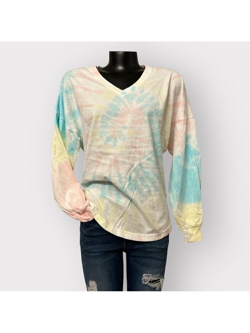 Spirit Jersey NEW Unisex XS/S/M Oversized Tie-Dye Top Long Sleeve Drop Shoulder